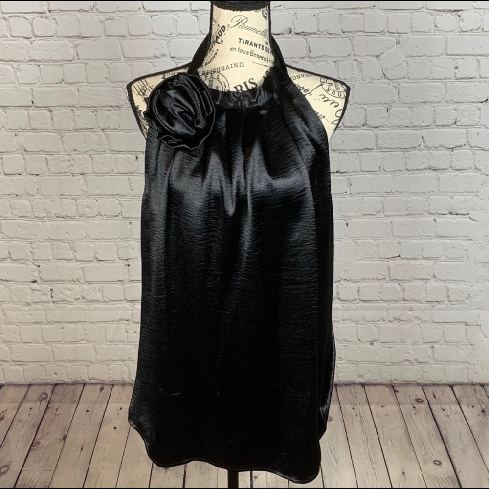 Black Silk Express Halter Backless Blouse/Top